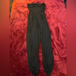 Heart & Hips Black Strapless Jumpsuit with Elastic Waist